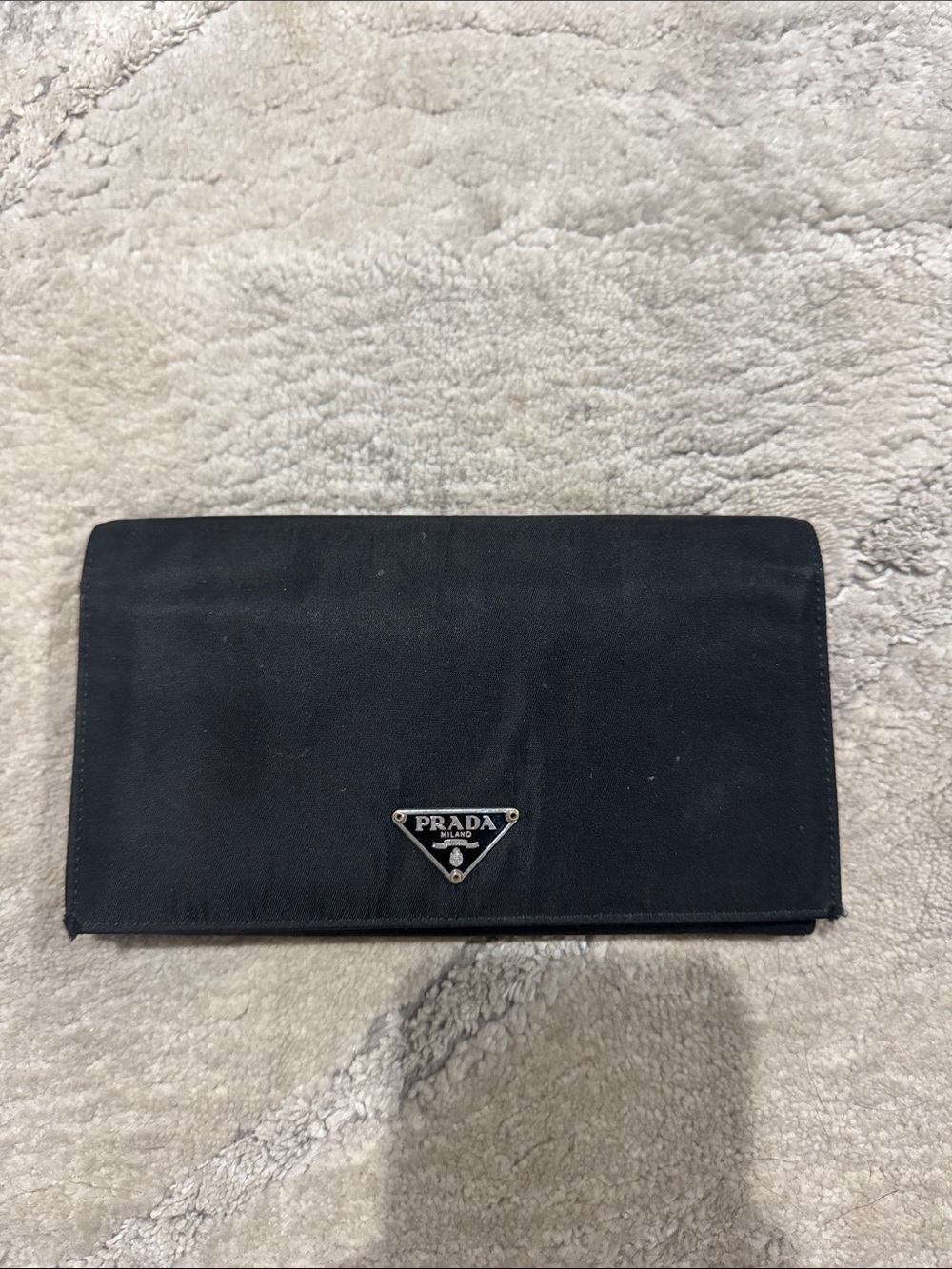 Prada Black Nylon Fold Wallet with Triangle Logo